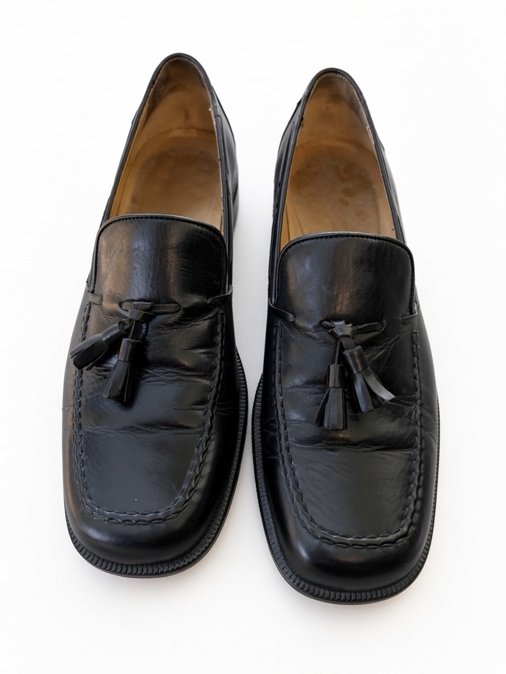 Timberland Black Leather Tassel Loafers 39.5 Narrow Dark Academia US 8.5 Preppy